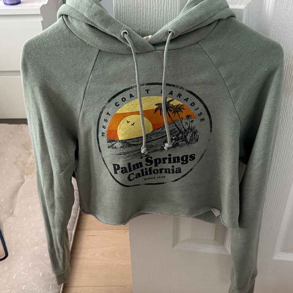 Palm Springs California Green Cropped Hoodie